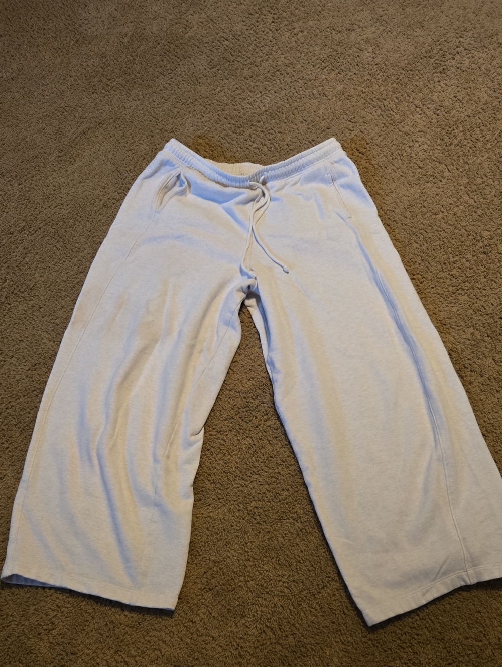 Wide-Leg Drawstring Pants in Light Gray for Women